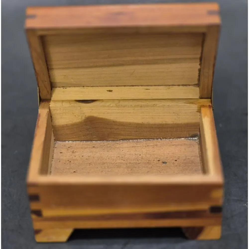 MCM Mini Cedar Chest Trinket Box Dovetail Brass Hinges 3x2x1.5